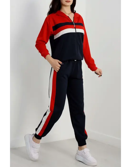 2 İplik Alt Üst Eşofman Takımı Siyah Kırmızı