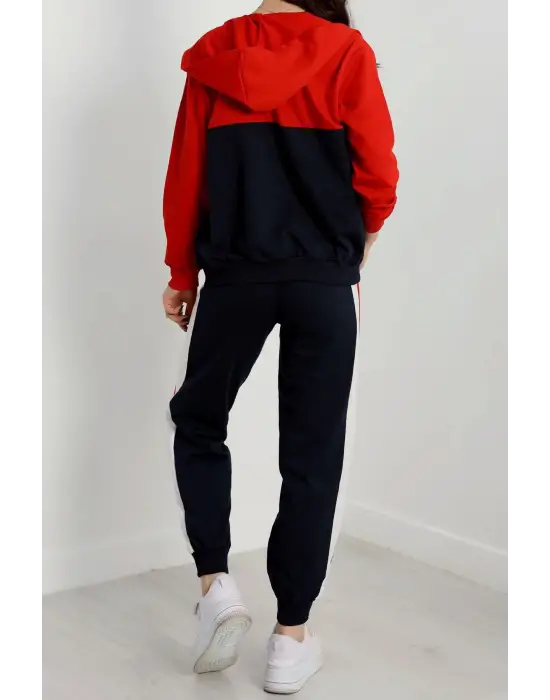 2 İplik Alt Üst Eşofman Takımı Siyah Kırmızı