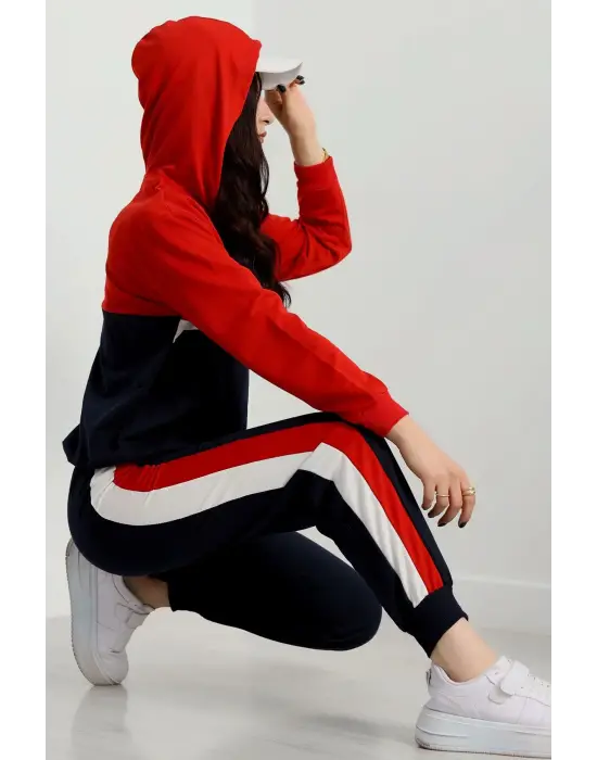 2 İplik Alt Üst Eşofman Takımı Siyah Kırmızı