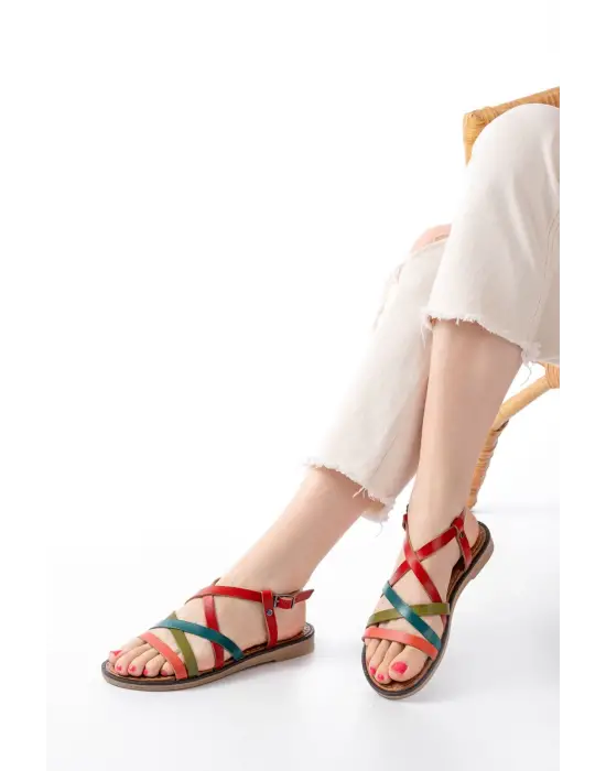 205-017 Multi Ortopedik Hakiki Deri Kadın Sandalet