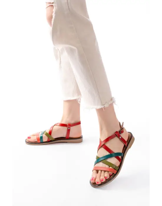 205-017 Multi Ortopedik Hakiki Deri Kadın Sandalet