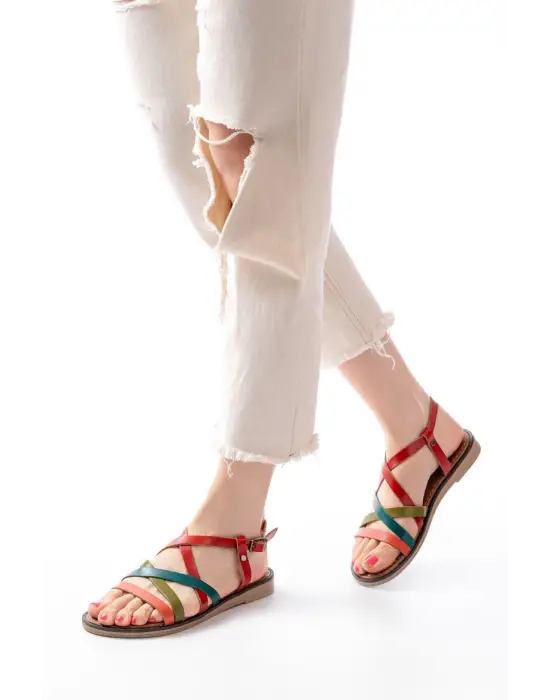 205-017 Multi Ortopedik Hakiki Deri Kadın Sandalet