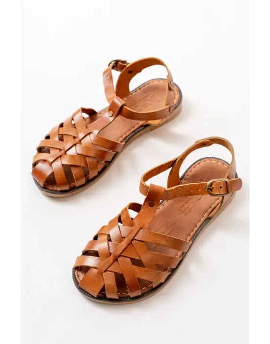 Taba Ortopedik Hakiki Deri Kadın Sandalet