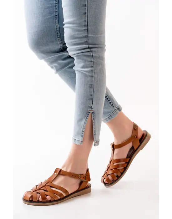 Taba Ortopedik Hakiki Deri Kadın Sandalet