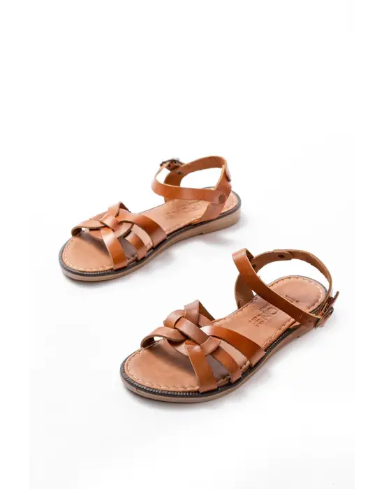 205-030 Taba Hakiki Deri Ortopedik Taban Kadın Sandalet