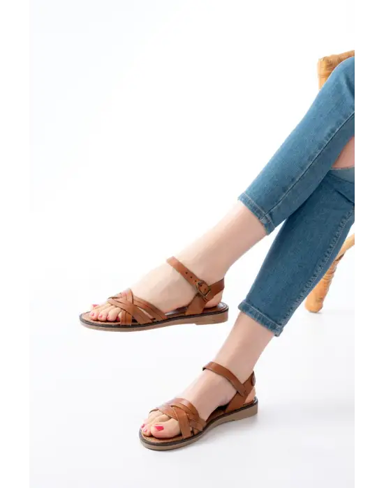 205-037 Taba Hakiki Deri Ortopedik Taban Kadın Sandalet