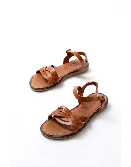 205-037 Taba Hakiki Deri Ortopedik Taban Kadın Sandalet