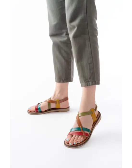 205-05 Multi Ortopedik Hakiki Deri Kadın Sandalet