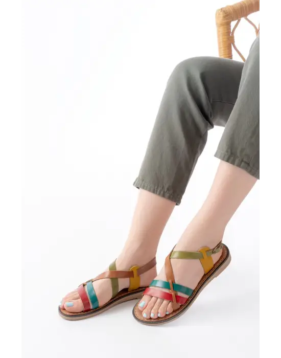 205-05 Multi Ortopedik Hakiki Deri Kadın Sandalet