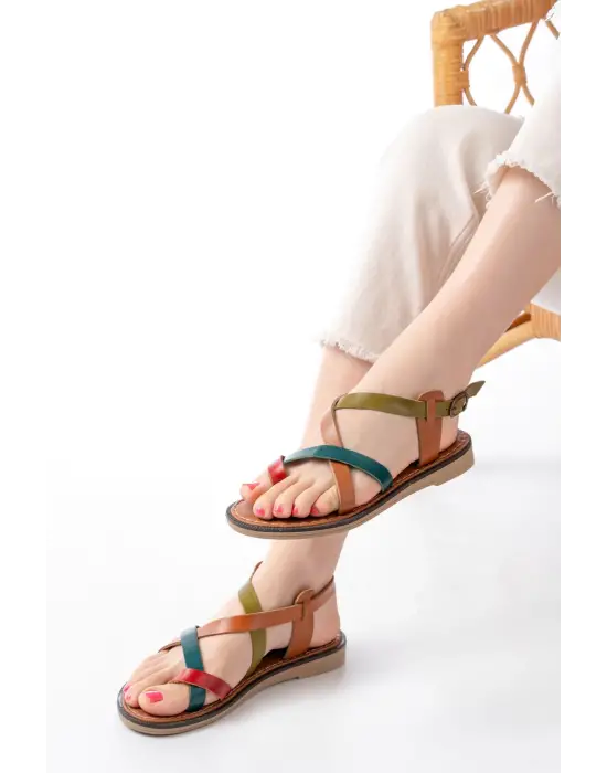 205-08 Multi Ortopedik Hakiki Deri Kadın Sandalet