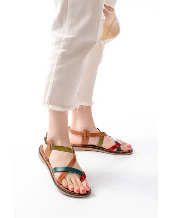 205-08 Multi Ortopedik Hakiki Deri Kadın Sandalet