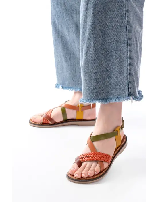 205-09 Multi Ortopedik Hakiki Deri Kadın Sandalet