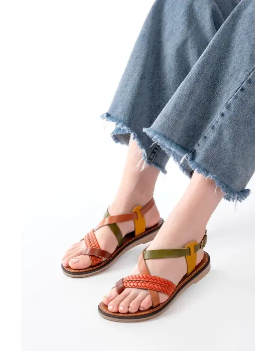 205-09 Multi Ortopedik Hakiki Deri Kadın Sandalet