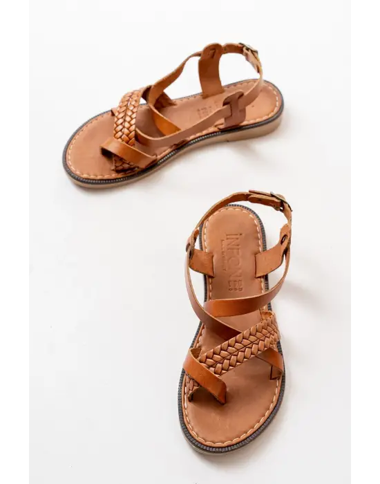 Taba Ortopedik Hakiki Deri Kadın Sandalet