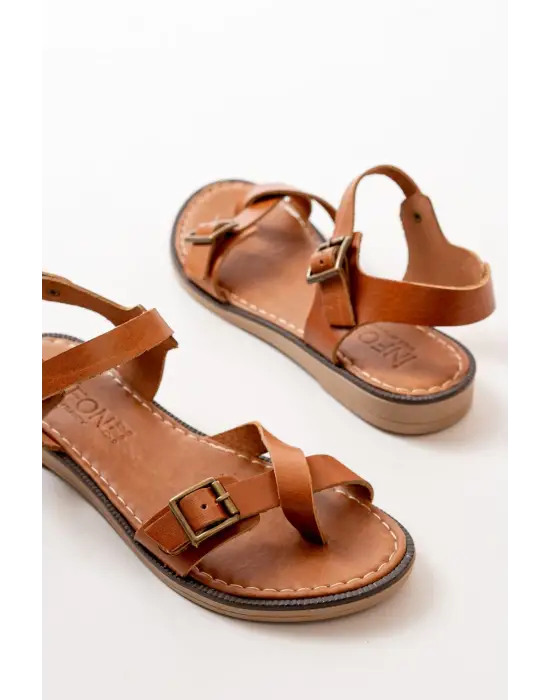 Taba Ortopedik Hakiki Deri Kadın Sandalet