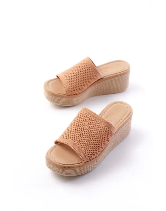 232-460 Nut Triko Günlük Ortopedik Dolgu Topuk Kadın Terlik