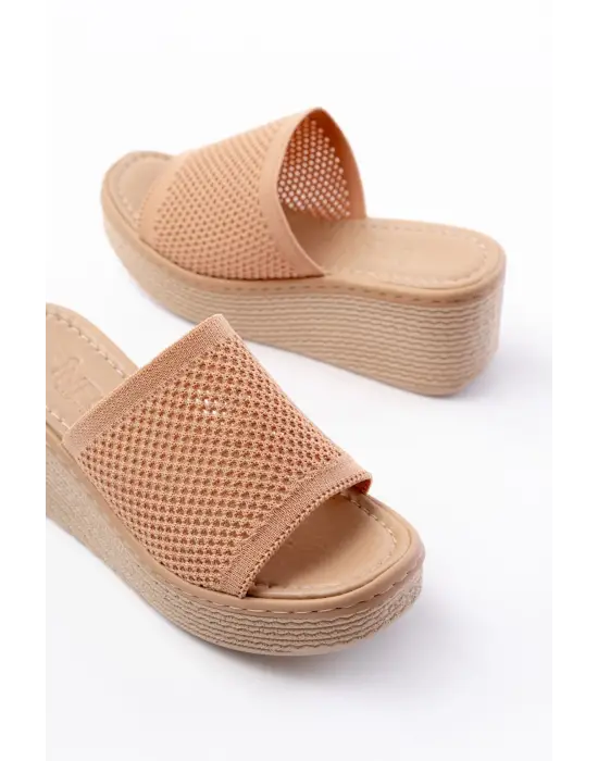 232-460 Nut Triko Günlük Ortopedik Dolgu Topuk Kadın Terlik