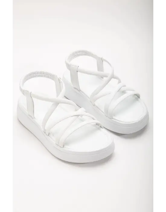 Beyaz Dolgu Topuk Kadın Sandalet