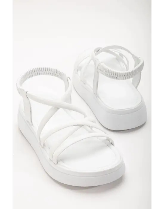 Beyaz Dolgu Topuk Kadın Sandalet