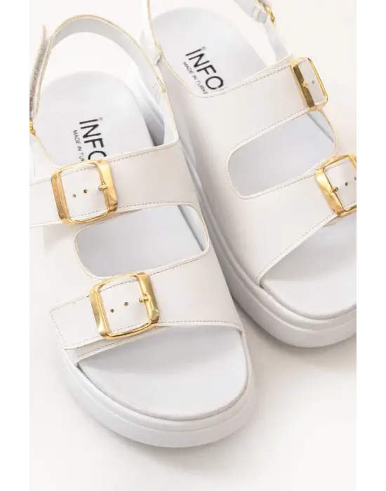 Beyaz Dolgu Topuk Kadın Sandalet