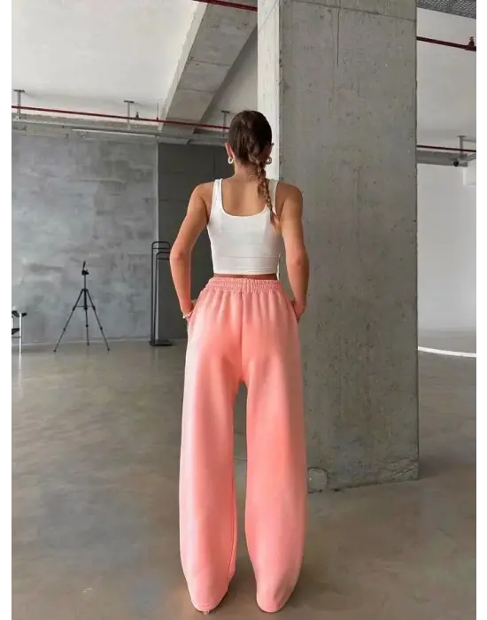 3 İplik Şardonlu Oversize Eşofman Somon