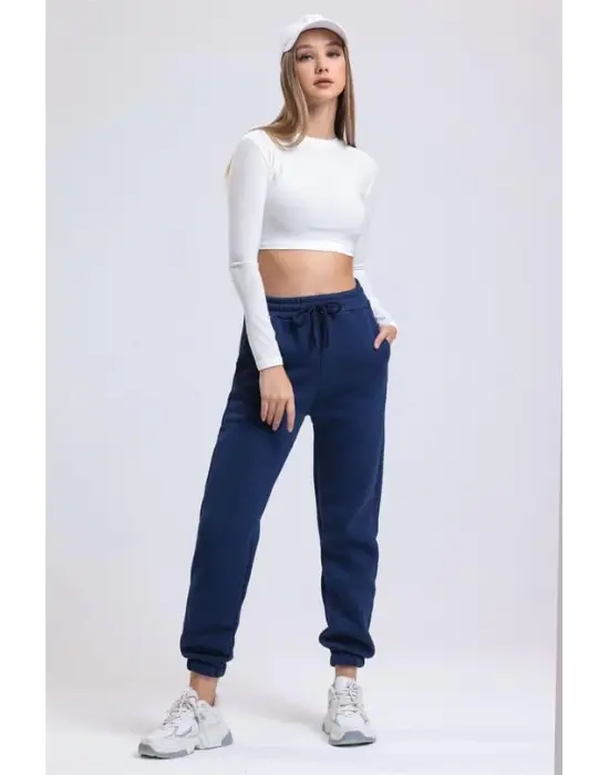 3 İplik Şardonlu Paça Lastikli Eşofman Lacivert İs001