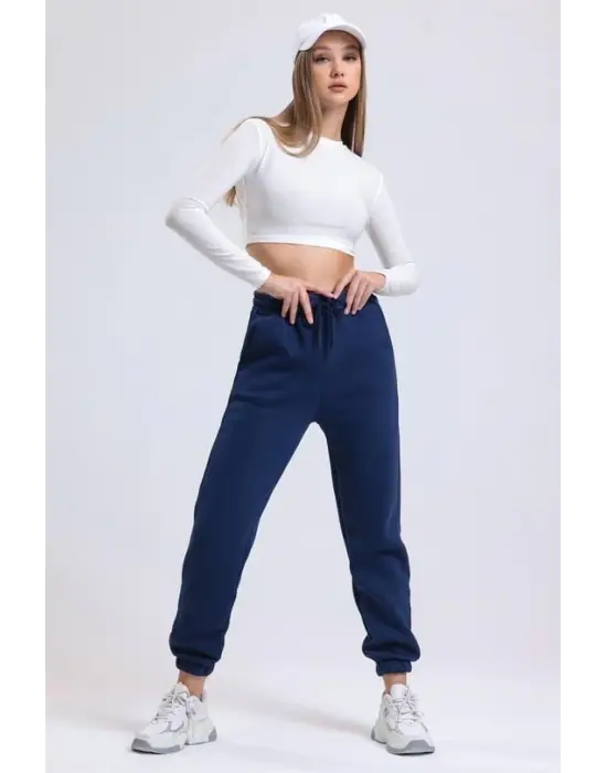 3 İplik Şardonlu Paça Lastikli Eşofman Lacivert İs001