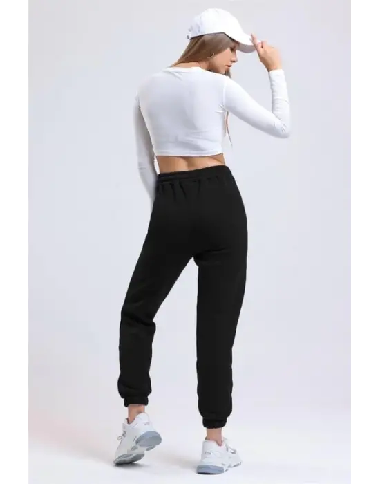 3 İplik Şardonlu Paça Lastikli Eşofman Siyah İs001