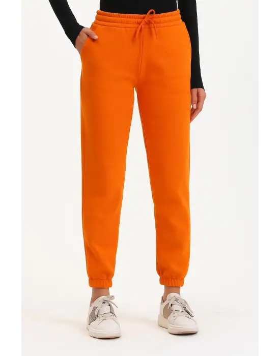 3 İplik Şardonlu Paça Lastikli Eşofman Turuncu İs001