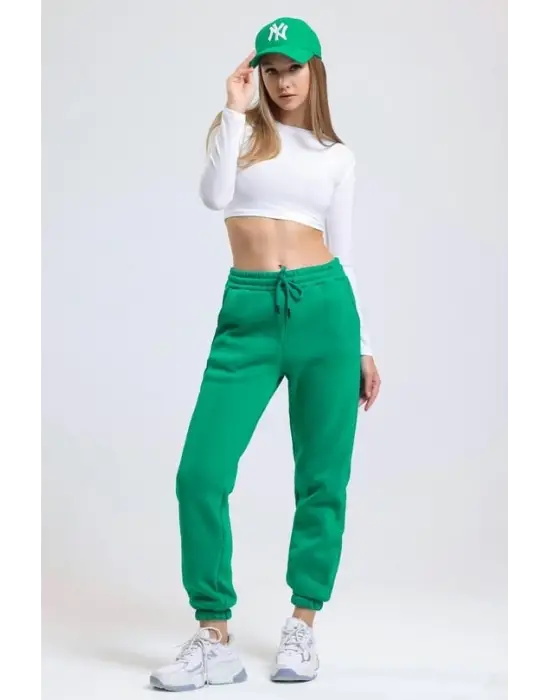 3 İplik Şardonlu Paça Lastikli Eşofman Yeşil İs001