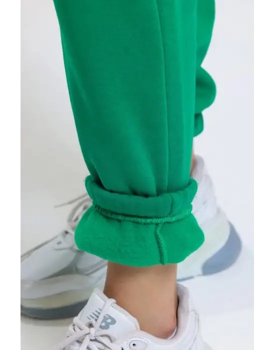 3 İplik Şardonlu Paça Lastikli Eşofman Yeşil İs001