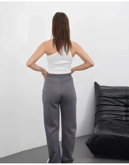 3 İplik Şardonlu Palazzo Pantolon Vizon Md64