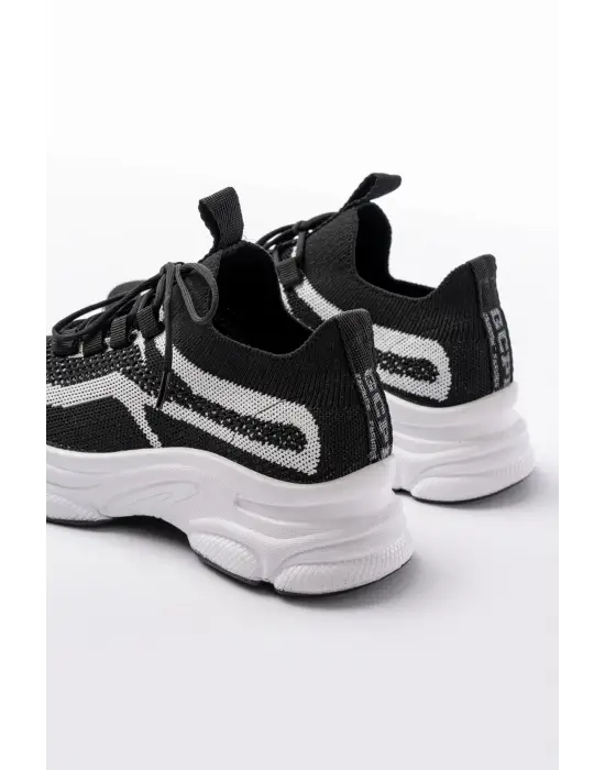3001  Siyah Bağcıklı Fileli Günlük Spor Ayakkabı