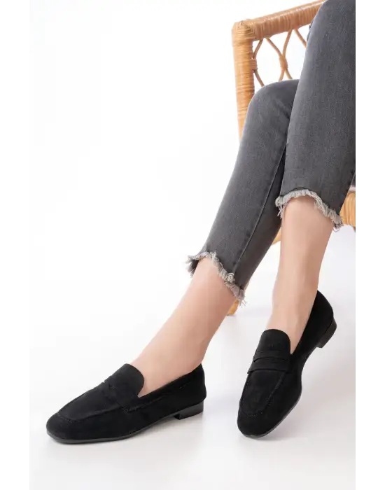 Siyah Süet Günlük Kadın Babet