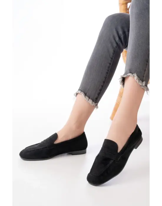 Siyah Süet Günlük Kadın Babet