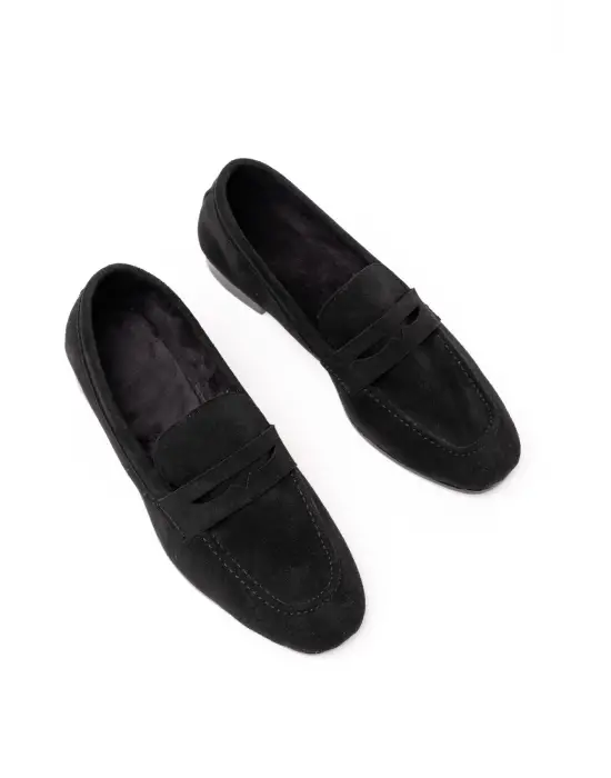 Siyah Süet Günlük Kadın Babet