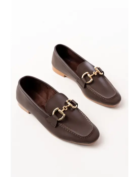 Kahverengi Toka Aksesuarlı Günlük Kadın Babet