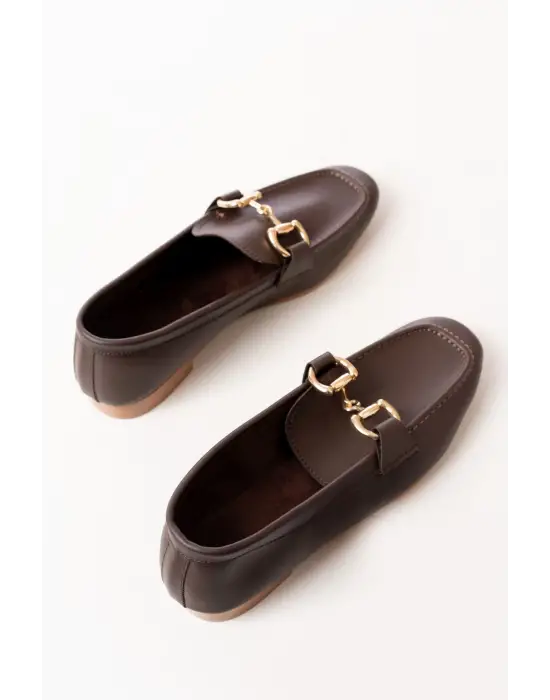 Kahverengi Toka Aksesuarlı Günlük Kadın Babet