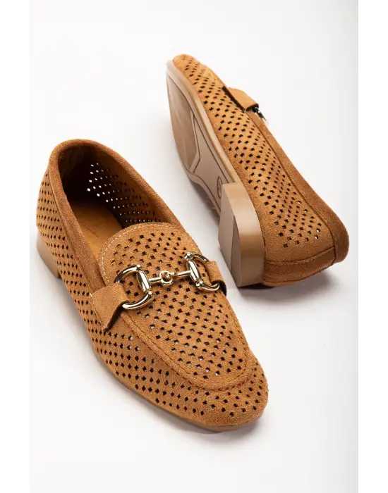 Taba Süet Delikli Günlük Kadın Babet