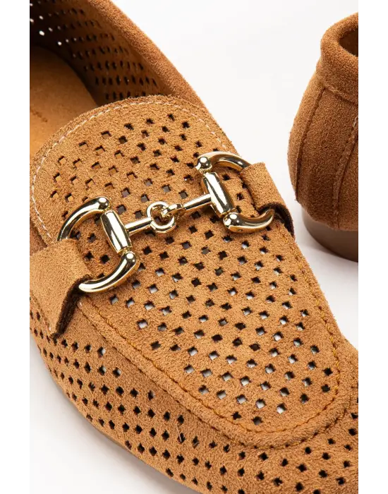 Taba Süet Delikli Günlük Kadın Babet