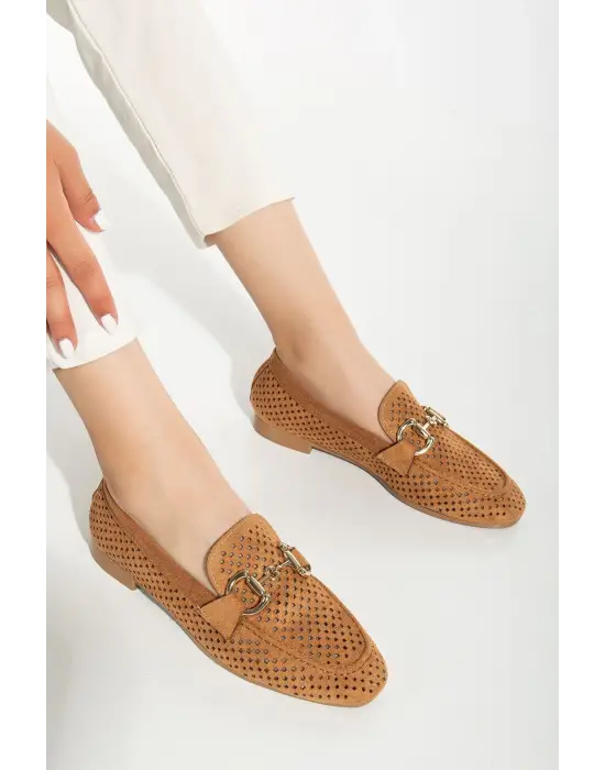 Taba Süet Delikli Günlük Kadın Babet