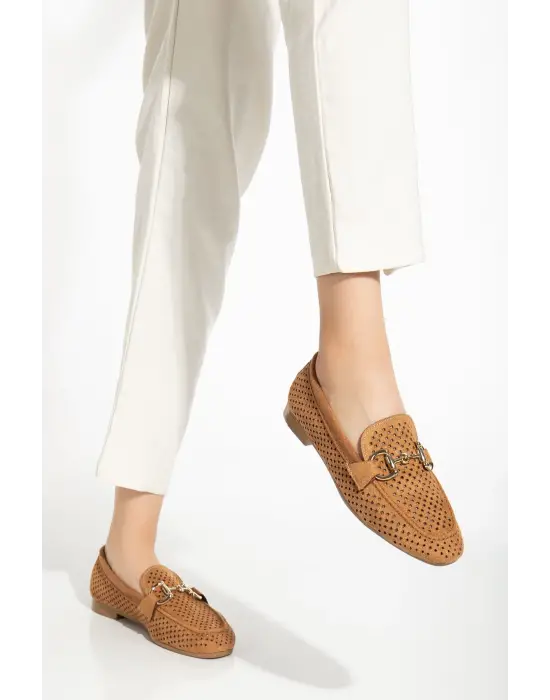 Taba Süet Delikli Günlük Kadın Babet