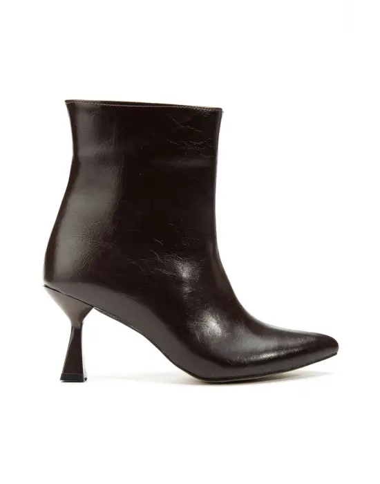 4701 Kahve Kırışık Kare Topuk Günlük Kadın Bot