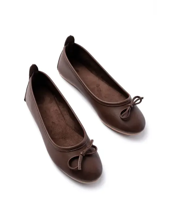 6101 Kahve Günlük  Fiyonklu Kadın Babet