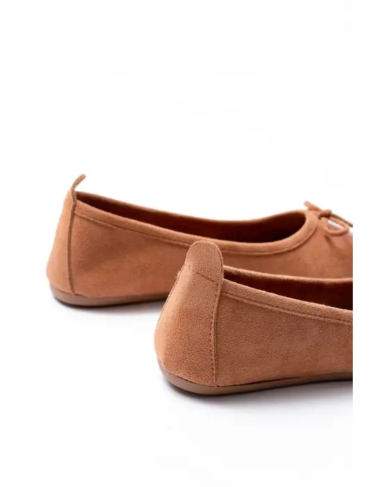 6101 Taba Süet Fiyonklu Günlük Kadın Babet