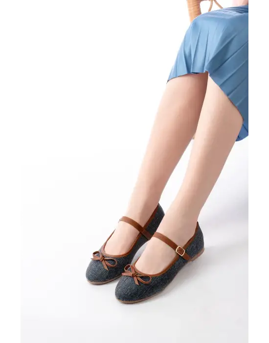 6321 Laci Keten Günlük Baret Tokalı Bayan Babet