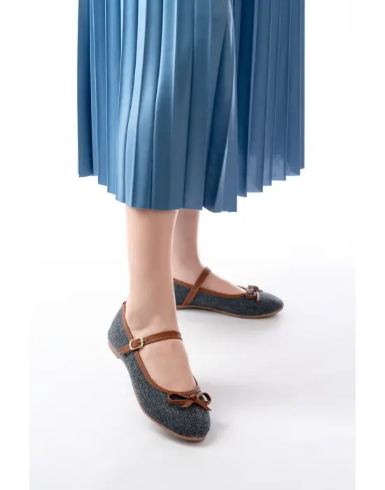 6321 Laci Keten Günlük Baret Tokalı Bayan Babet