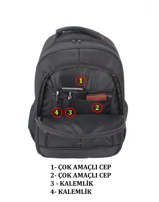 Su Geçirmez Kumaş 17,3 inç Siyah Laptop Sırt Çantası