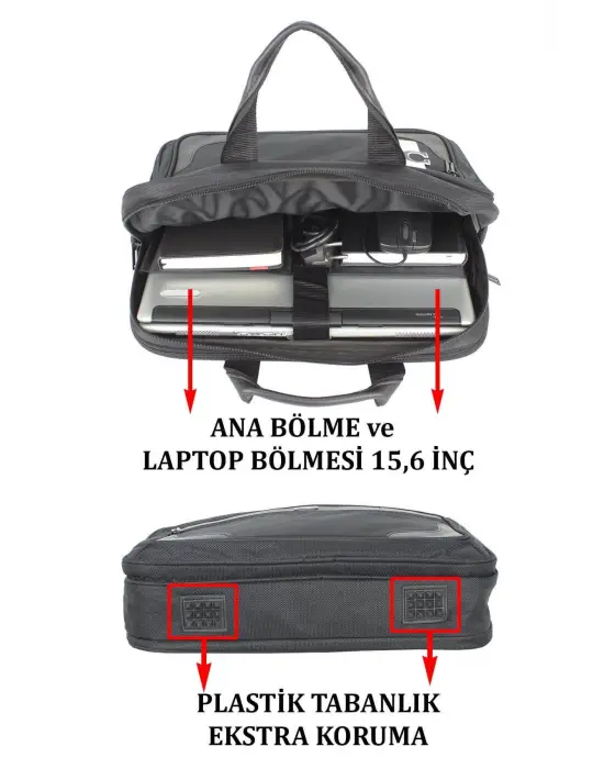 15,6 inç Su Geçirmez Siyah Laptop Evrak Çantası