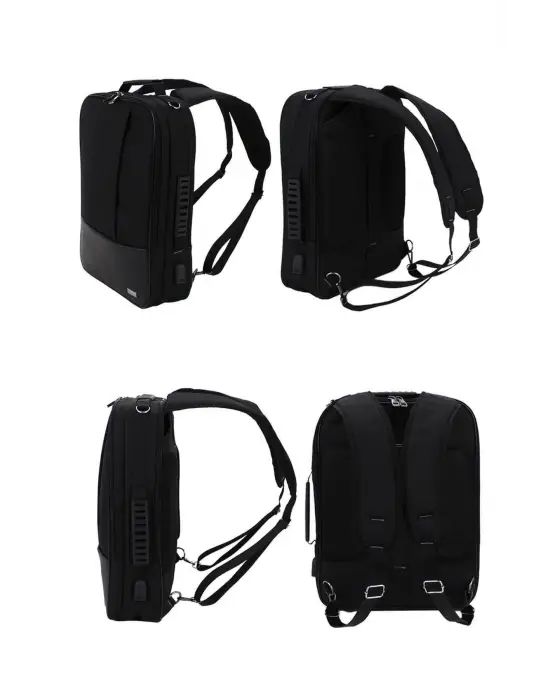 17,3 inç Sportif Keten Kumaş Siyah Laptop Sırt El Ve Omuz Çantası